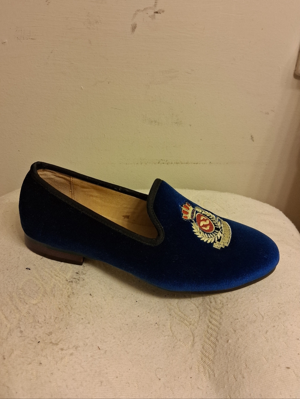Men's JOURNEY WEST JW068 Blue Velvet Embroidered Loafers Size 43, US 10 - Picture 11 of 16